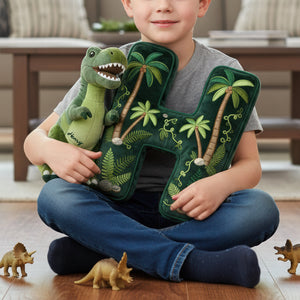 Alphabet Initial T-Rex Custom Shape Pillow - Personalized Gifts For Kids 01pgqn101225 - Pillow - GoDuckee