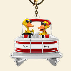 Personalized Gift For Pontoon Lover Keychain, Happy Ducks On Pontoon Trip 02qhqn181224 - Keychains - GoDuckee