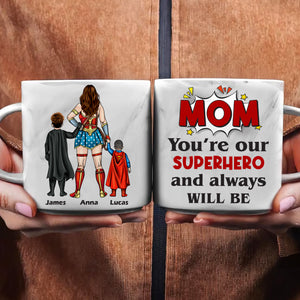 Personalized Gifts For Mom Marble Mug 06natn210325pa You're Our Superhero And Always Will Be - Marble Mug - GoDuckee