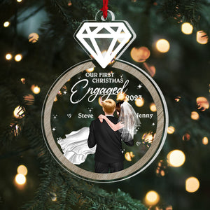 Our First Christmas Engaged, Couple Gift, Personalized Acrylic Ornament, Married Couple Ornament, Christmas Gift 03NAPO280723TM - Ornament - GoDuckee