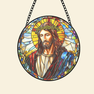 Gifts For Christian Jesus Stained Glass 01huqn060325 - Ornament - GoDuckee