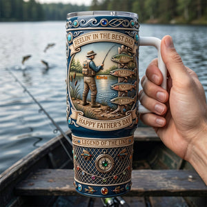 Reelin' In The Best Dad Tumbler - Personalized Gifts For Dad 01tyta240426 - Tumbler Cup - GoDuckee