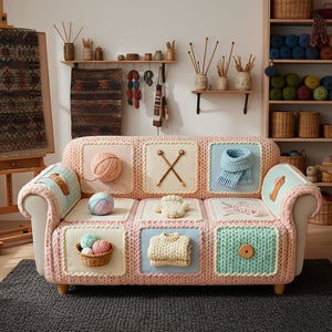 Knitting Quilted Sofa Cover - Personalized Gifts For Knitting Lover Quilted Sofa Cover 04KIDT040226 - Sofa Cover - GoDuckee