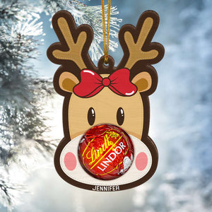 Best Reindeer Chocolate Holder, Personalized Wood Ornament, Unique Christmas Gifts, Christmas Tree Decorations - Ornament - GoDuckee