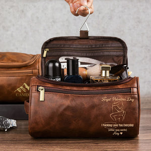 Naughty Couple Leather Toiletry Bag - Personalized Gifts For Couple 01pgqn111225 - Toiletry Bag - GoDuckee