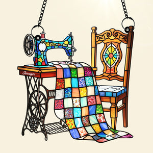 Vintage Sewing Machine Suncatcher Ornament – Personalized Gifts For Sewing Lovers 01ohqn240725 - Ornament - GoDuckee