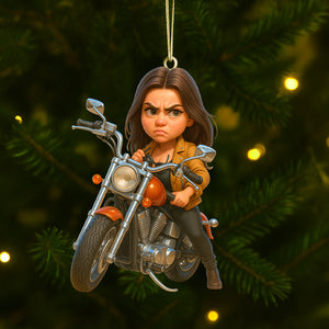 Caricature Art Custom Photo Gifts For Bikers Christmas Acrylic Ornament 03ohtn180825 - Ornament - GoDuckee