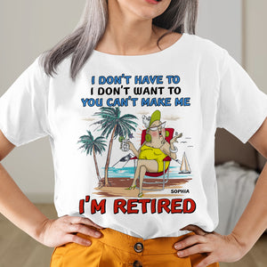 Personalized Gifts For Grandma Shirt 05hutn190624 Retired Woman on The Beach - Shirts - GoDuckee
