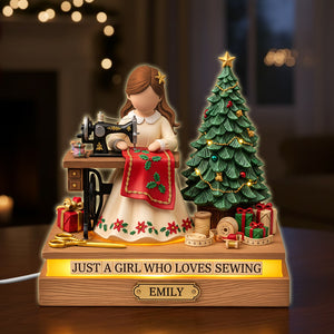 Sewing Girl Acrylic Light Box Personalized Gifts For Sewing Lovers 05pgtn051125 - Light Box - GoDuckee