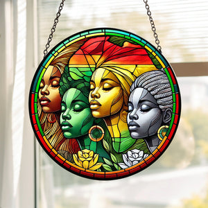 Black Roots Pride Round Stained Glass Suncatcher Ornament 02qhtn030125 Black History Month Decor - Ornament - GoDuckee