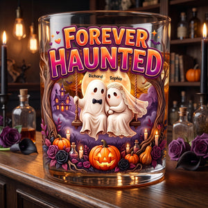 Forever Couple Halloween Round Glass - Personalized Gifts For Couple 07TOQN010826