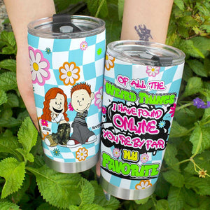 Personalized Gifts For Couples Tumbler Y2K Style Cartoon Couples 03TOLU060125HG - Tumbler Cup - GoDuckee