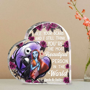 You're The Most Beautiful Person In The World-Personalized Heart Shaped Acrylic Plaque-Couple Gift-06kaqn131223 - Decorative Plaques - GoDuckee