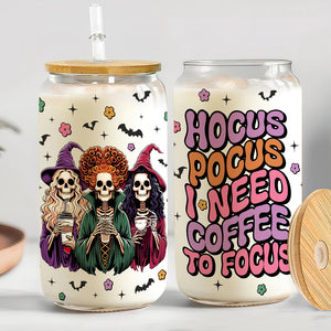 Personalized Gifts For Horror Fans Glass Can, I Need Coffee To Focus 03qhtn310824 - Glass Can - GoDuckee