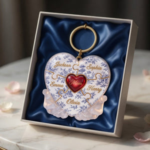 Toile De Jouy Mommy Puzzle Heart Keychain Personalized Gifts For Mom 01PALU240426 - Keychains - GoDuckee