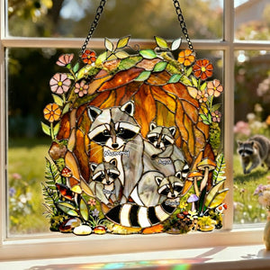 Raccoon Family Suncatcher Ornament - Personalized Gifts For Mom 01tylu260226 - Ornament - GoDuckee