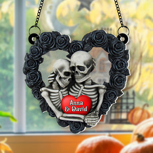 Personalized Gifts For Skeleton Couple Suncatcher Ornament, Skeleton Couple Hugging 02NATN090824 - Ornament - GoDuckee