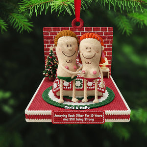 Personalized Gifts For Christmas, Knitting Funny Couple Acrylic Ornament 02nata241025 - Ornament - GoDuckee