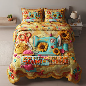 Sewing Girl Quilt Bedding Set Gifts For Sewing Lovers 03PADT261125 - Bedding Set - GoDuckee