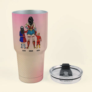 Moms Are The Real Superheroes, Gift For Family, Personalized Tumbler, Family And Kids Tumbler 07HUHN310323TM - Drinkware - GoDuckee