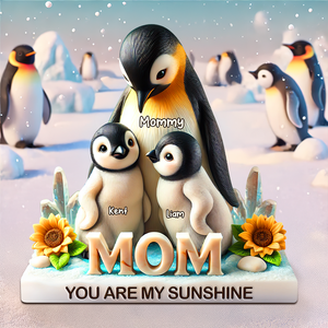 Penguin Mom Plaque - Personalized Gifts For Mom 01hupu210425 - Shaped Plaques - GoDuckee