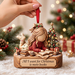Bookish Girl Christmas Custom Shape Ornament - Personalized Gifts For Book Lovers 01PGTN131026 - Ornament - GoDuckee