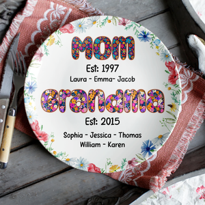 Personalized Gifts For Mom Ceramic Round Plate 02xqpu240325 - Ceramic Round Plate - GoDuckee