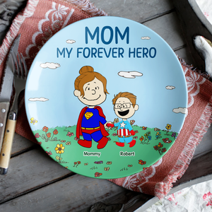 Personalized Gifts For Mom Ceramic Round Plate 02napu220325pa - Ceramic Round Plate - GoDuckee
