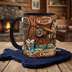 Fishing Camp Coffee Accent Mug - Personalized Gifts For Fishing Lovers 03pata090126 - Coffee Mug - GoDuckee