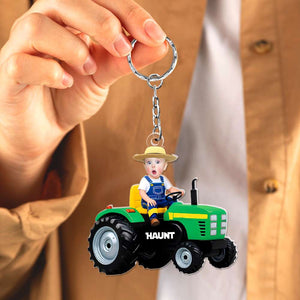 Customized Photo Gifts For Kid Acrylic Keychain Riding Tractor 03XQLU111224 - Keychains - GoDuckee