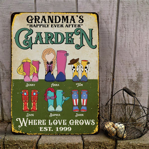 Personalized Gifts For Grandma Metal Sign Grandma's Garden Where Love Grows 05httn260224 - Metal Signs - GoDuckee