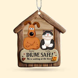 Personalized Gifts For Pet Lovers Car Ornament, We're Waiting At The Door 07tgqn190225pa - Ornament - GoDuckee