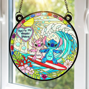 Cartoon Couple Window Hanging Suncatcher Ornament - Personalized Gifts For Couple 03naqn100625 - Ornament - GoDuckee