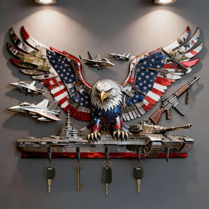 Armed Eagle Key Hanger – Personalized Gift For Veterans & Patriots 04qhtn280126 - Key Hanger - GoDuckee
