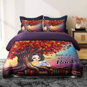 Reading Girl Under The Tree Quilt Bedding Set - Personalized Gifts For Book Lovers 04hutn040625 - Blanket - GoDuckee