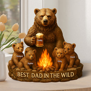 Personalized Gifts For Dad Bear Plaque Best Dad In The Wild 02xqqn140425 - Shaped Plaques - GoDuckee