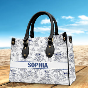 Cute Alien Monster Personalized Gifts For Movie Fans Toile De Jouy Style Leather Bag 03natn070725 - Leather Bag - GoDuckee