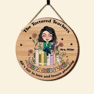 Personalized Gifts For Teacher Wood Sign, Teacher With Stack Books 01NAMH100724HH - Wood Sign - GoDuckee