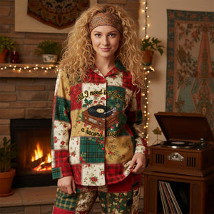 Vinyl Records Lovers Button Up Pajama Set - Christmas Gifts 01paqn201125 - Pajama Set - GoDuckee