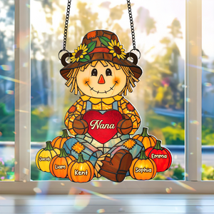 Autumn Scarecrow Grandma Suncatcher - Personalized Gifts For Grandma 06NAPU150725 - Ornament - GoDuckee