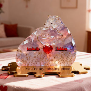 Romantic Bear Couple Acrylic Plaque - Personalized Gifts For Couples 02tgmg090126 - Shaped Plaques - GoDuckee