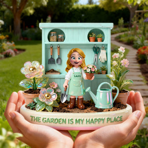 Happy Garden Acrylic Plaque - Personalized Gifts For Gardeners 05PGLU130226 - Shaped Plaques - GoDuckee