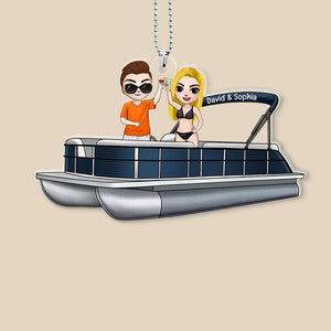 Customized Pontoon Adventure, Personalized Car Ornament, Gifts For Water Lovers, Gifts For Pontoon Lovers - Ornament - GoDuckee