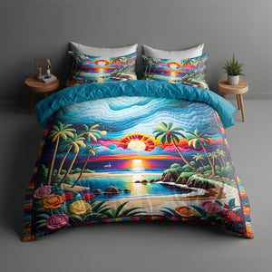 Coastal Scenery Quilt Bed Set 04HULU210125 - Blanket - GoDuckee