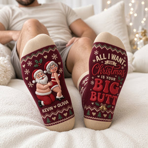 Playful Senior Couple Christmas Socks - Personalized Christmas Gifts For Couple 07todt280926