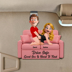Playful Couple Acrylic Car Visor Clip - Personalized Gifts For Couple 03naqn150126 - Car Visor Clip - GoDuckee