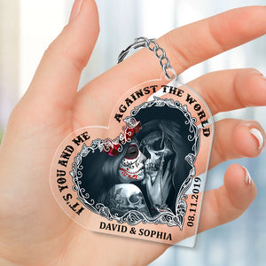 It's You And Me Against The World 03QHQN220623 Couple Kissing Personalized Keychain - Keychains - GoDuckee