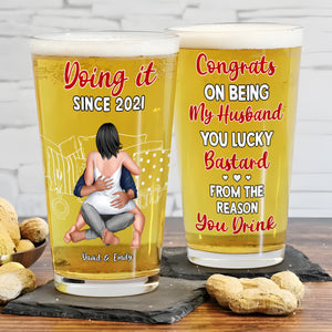 Personalized Gifts For Couple Beer Glass 04OHPU140624HH - Beer Glasses - GoDuckee