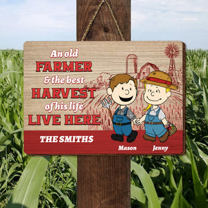 Personalized Gifts For Farmer Couple Wood Sign, Walking Hand In Hand On The Farm 01QHMH130125HG - Wood Sign - GoDuckee