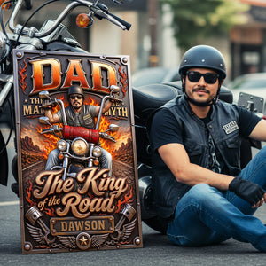 Dad Rules The King Road Print Metal Sign - Custom Photo Gifts For Dad 02HUTA180526 - Metal Signs - GoDuckee